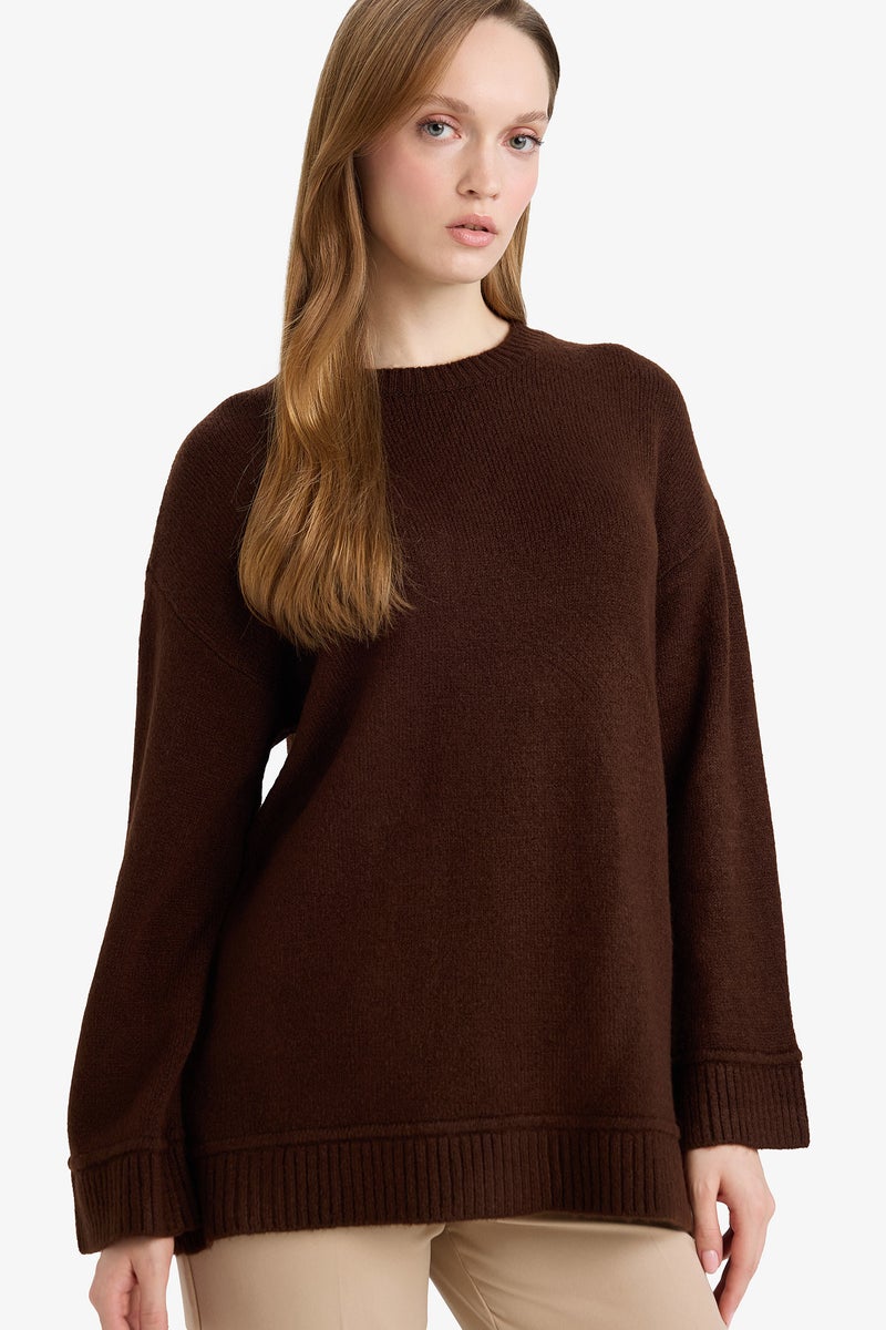 DeFacto Brown Woman Loose Fit Knitwear Tunic Casual - Image 1